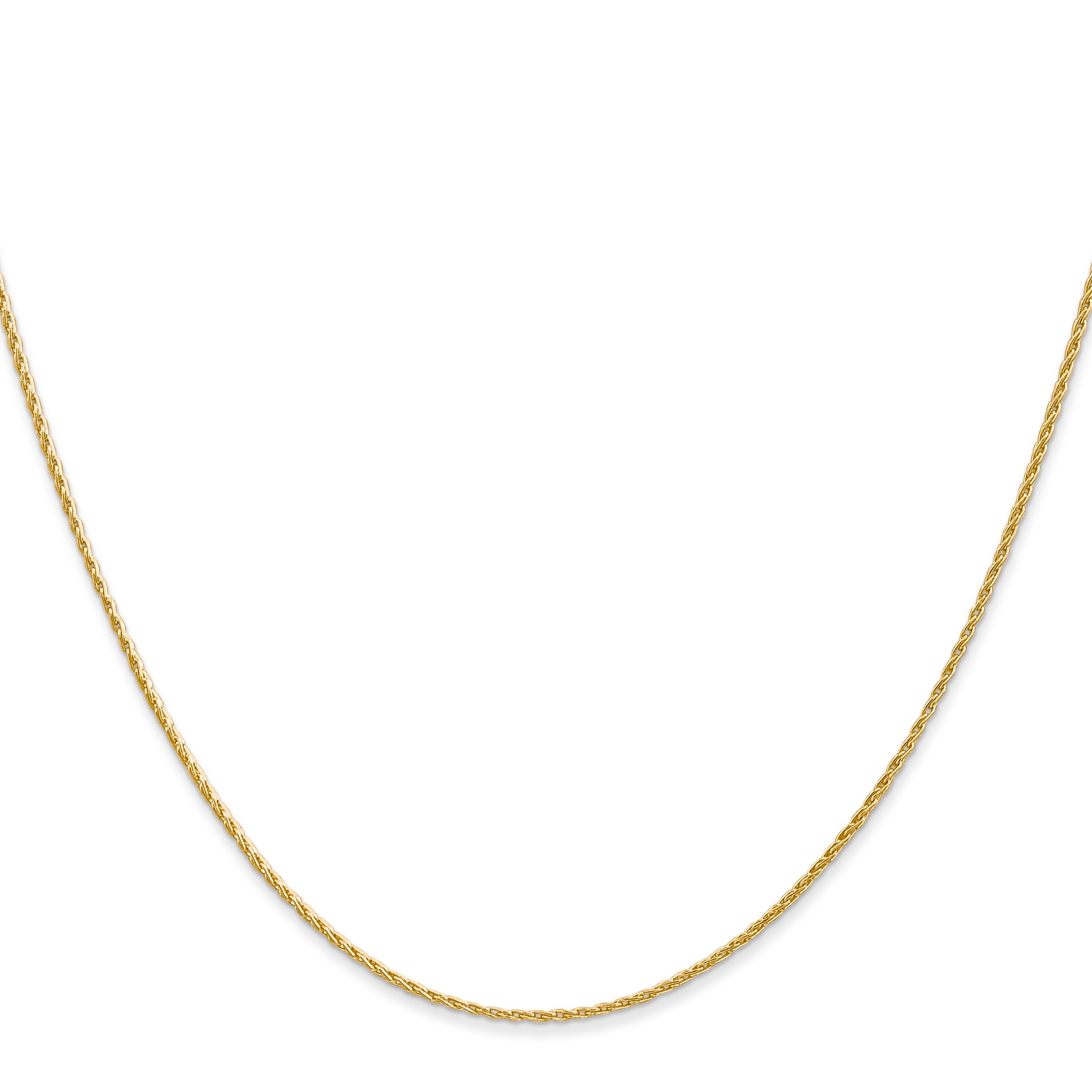 14K Yellow Gold 18 Inch 1mm Round Parisian Wheat With Lobster Clasp Chain Necklace