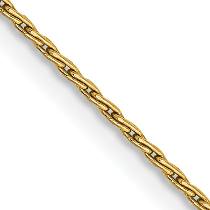 14K Yellow Gold 20 Inch 1mm Round Parisian Wheat With Lobster Clasp Chain Necklace