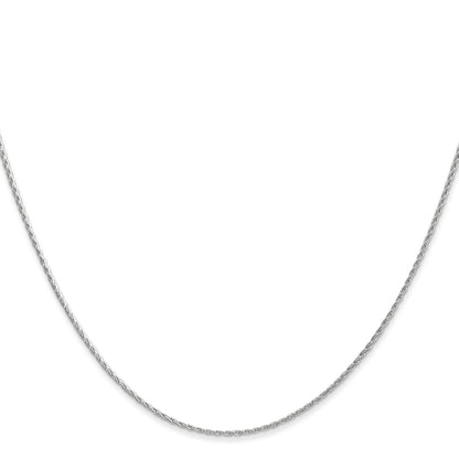14K White Gold 18 Inch 1mm Round Parisian Wheat With Lobster Clasp Chain Necklace