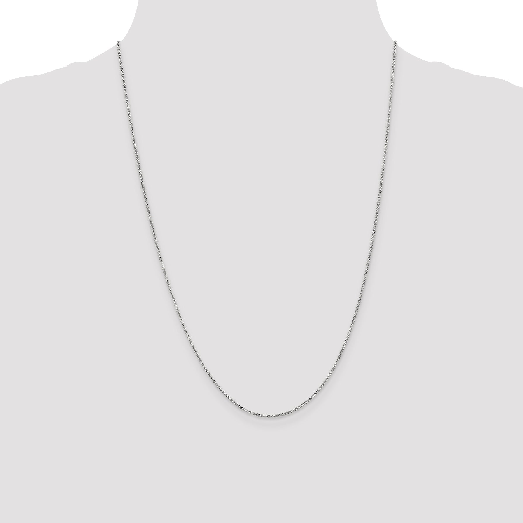 14K White Gold 24 Inch 1.15mm Rolo With Lobster Clasp Pendant Chain Necklace