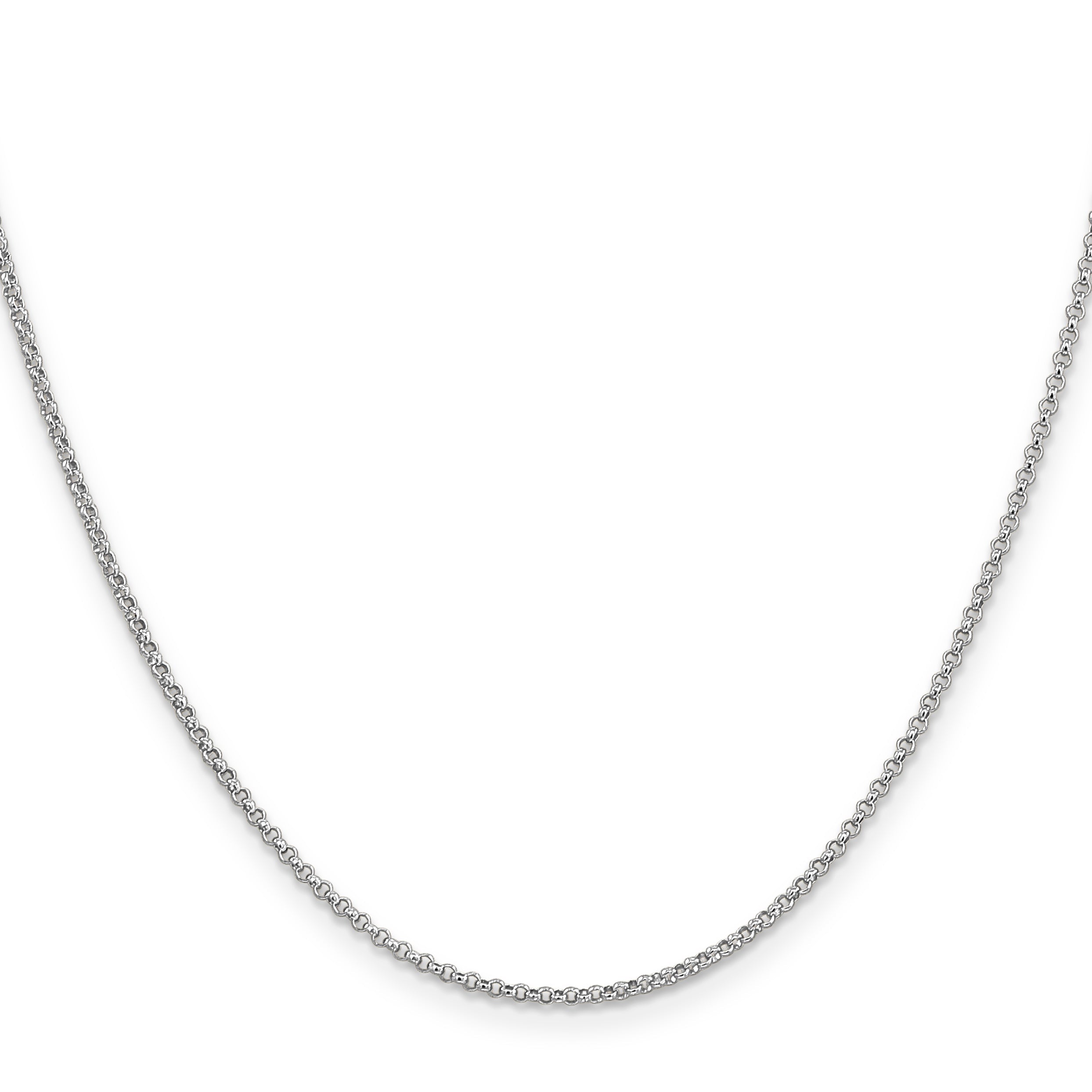 22 Inch 14K White Gold 1.55mm Rolo Pendant Chain Necklace
