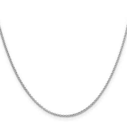 14K White Gold 18 Inch 1.55mm Rolo With Lobster Clasp Pendant Chain Necklace