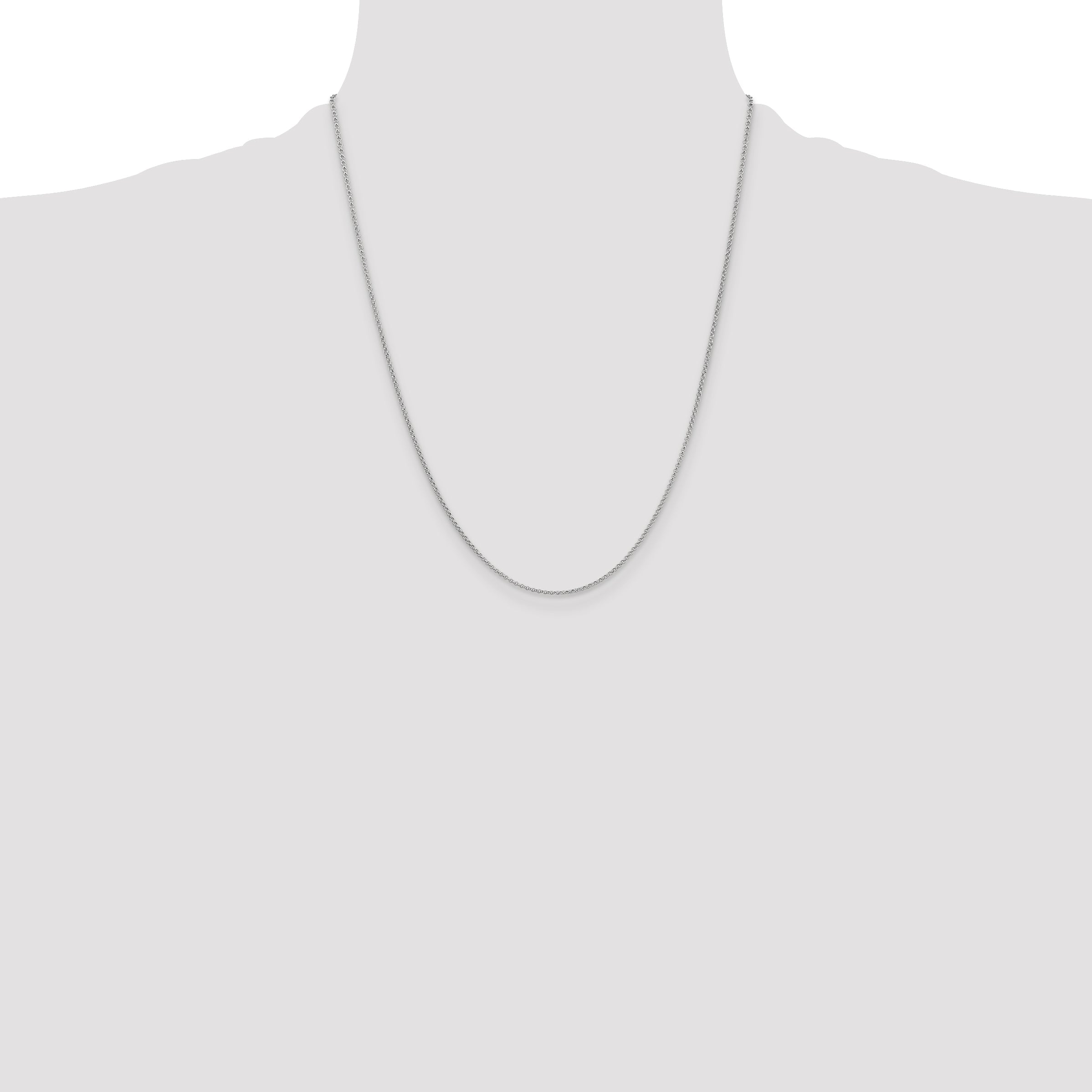 22 Inch 14K White Gold 1.55mm Rolo Pendant Chain Necklace