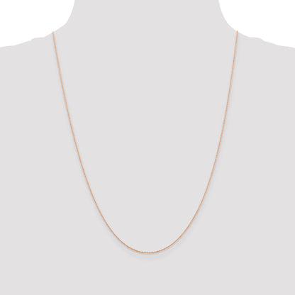 14K Rose Gold 24 Inch .5mm Baby Rope With Spring Ring Clasp Chain Necklace