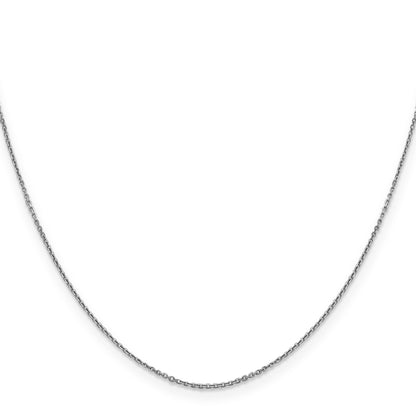 14K White Gold 20 Inch .9mm Diamond-Cut Round Open Link Cable With Lobster Clasp Chain