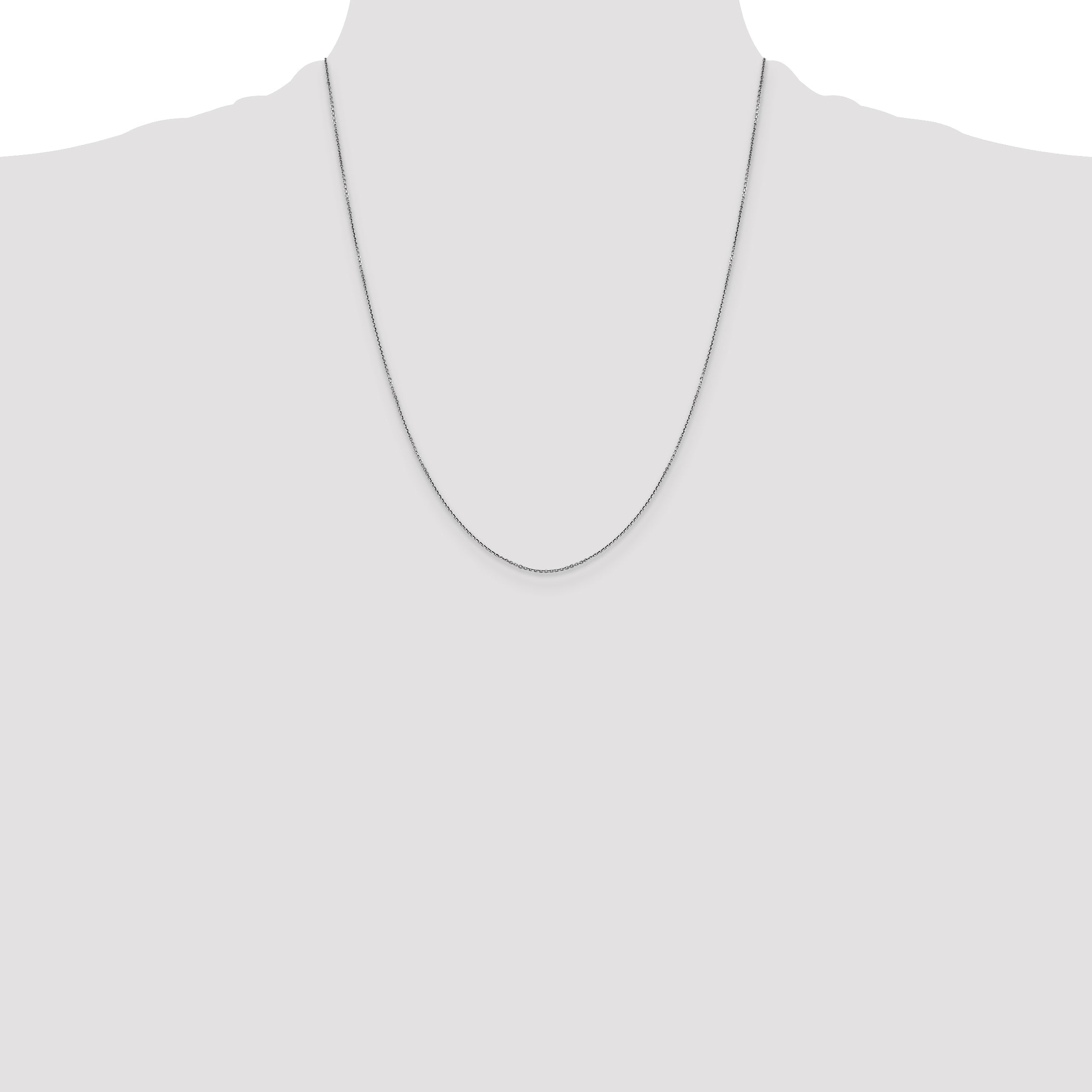 14K White Gold 22 Inch .9mm Diamond-Cut Round Open Link Cable With Lobster Clasp Chain Necklace