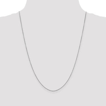 14K White Gold 24 Inch .9mm Diamond-Cut Round Open Link Cable With Lobster Clasp Chain Necklace