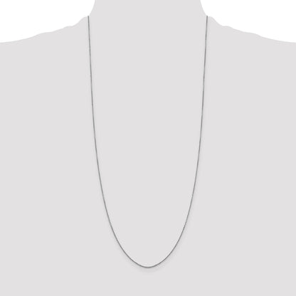 14K White Gold 30 Inch .9mm Diamond-Cut Round Open Link Cable With Lobster Clasp Chain Necklace