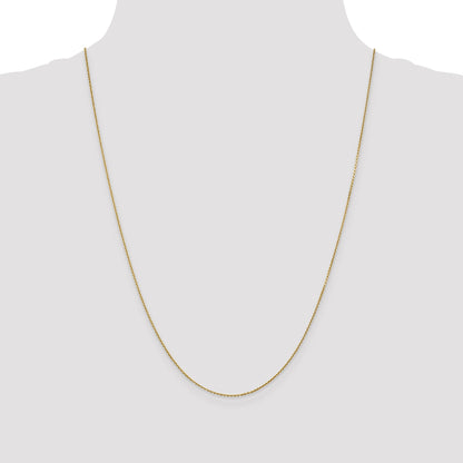 14K Yellow Gold 24 Inch .9mm Diamond-Cut Round Open Link Cable With Lobster Clasp Chain Necklace