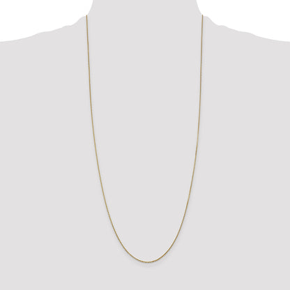 14K Yellow Gold 30 Inch .9mm Diamond-Cut Round Open Link Cable With Lobster Clasp Chain Necklace