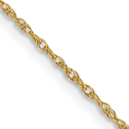 14K Yellow Gold 16 Inch .8mm Light Baby Rope With Spring Ring Clasp Chain Necklace