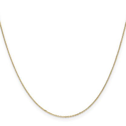 14K Yellow Gold 18 Inch .8mm Diamond-Cut Cable With Spring Ring Clasp Chain Necklace