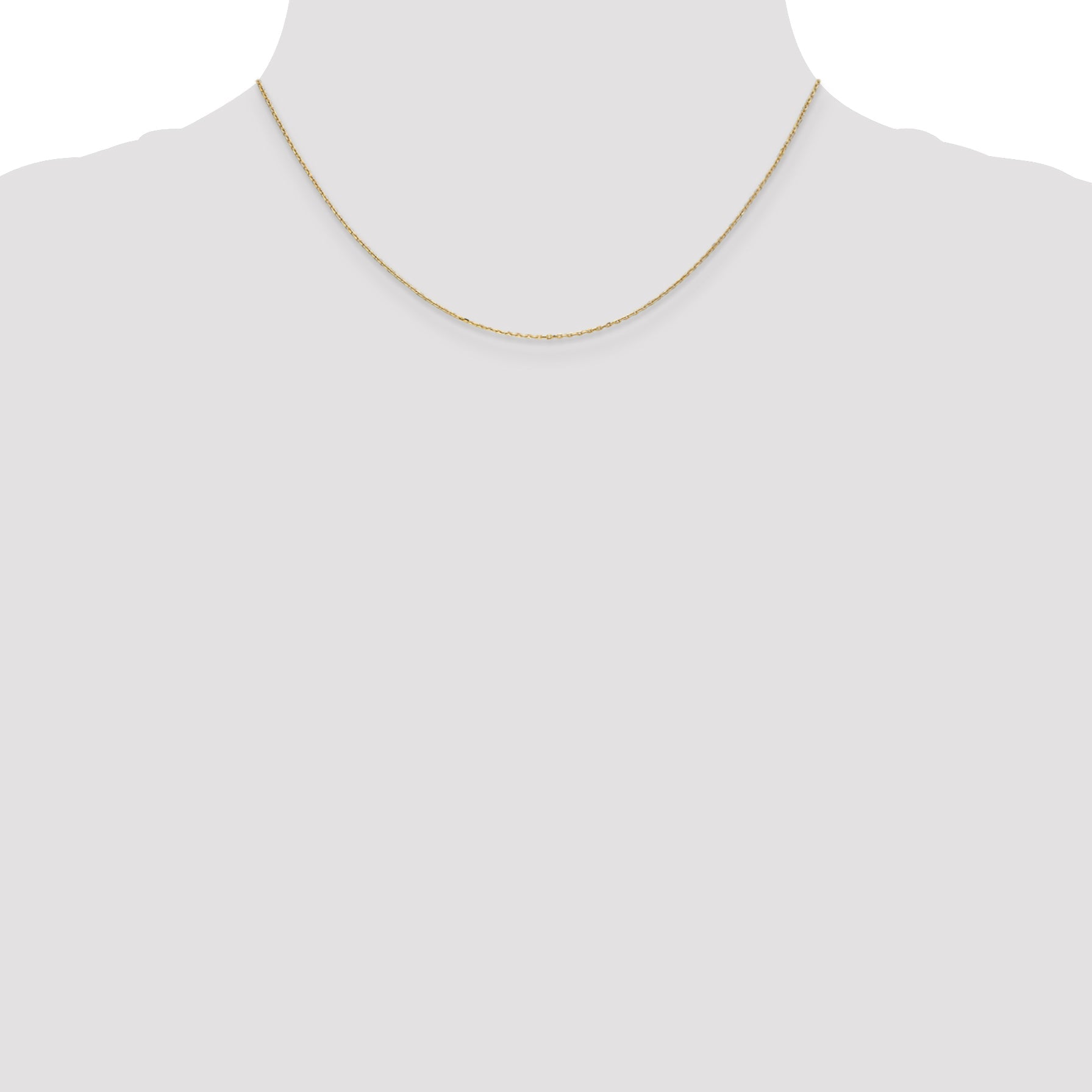 14K Yellow Gold 16 Inch .8mm Diamond-Cut Cable With Spring Ring Clasp Chain Necklace