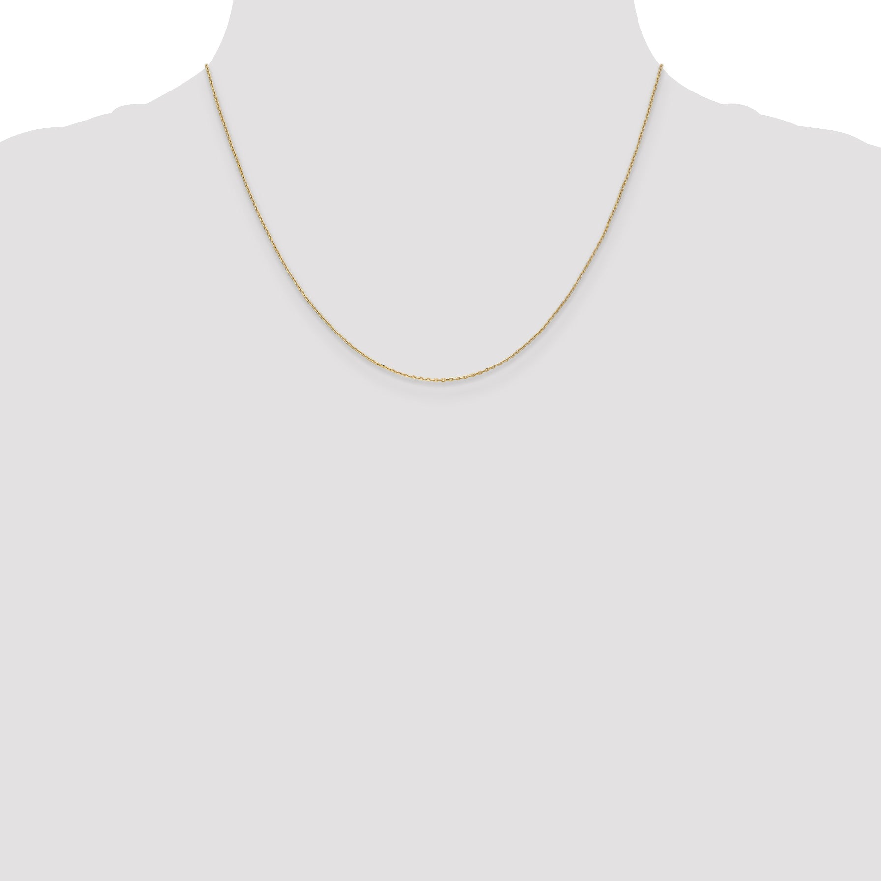 14K Yellow Gold 18 Inch .8mm Diamond-Cut Cable With Spring Ring Clasp Chain Necklace