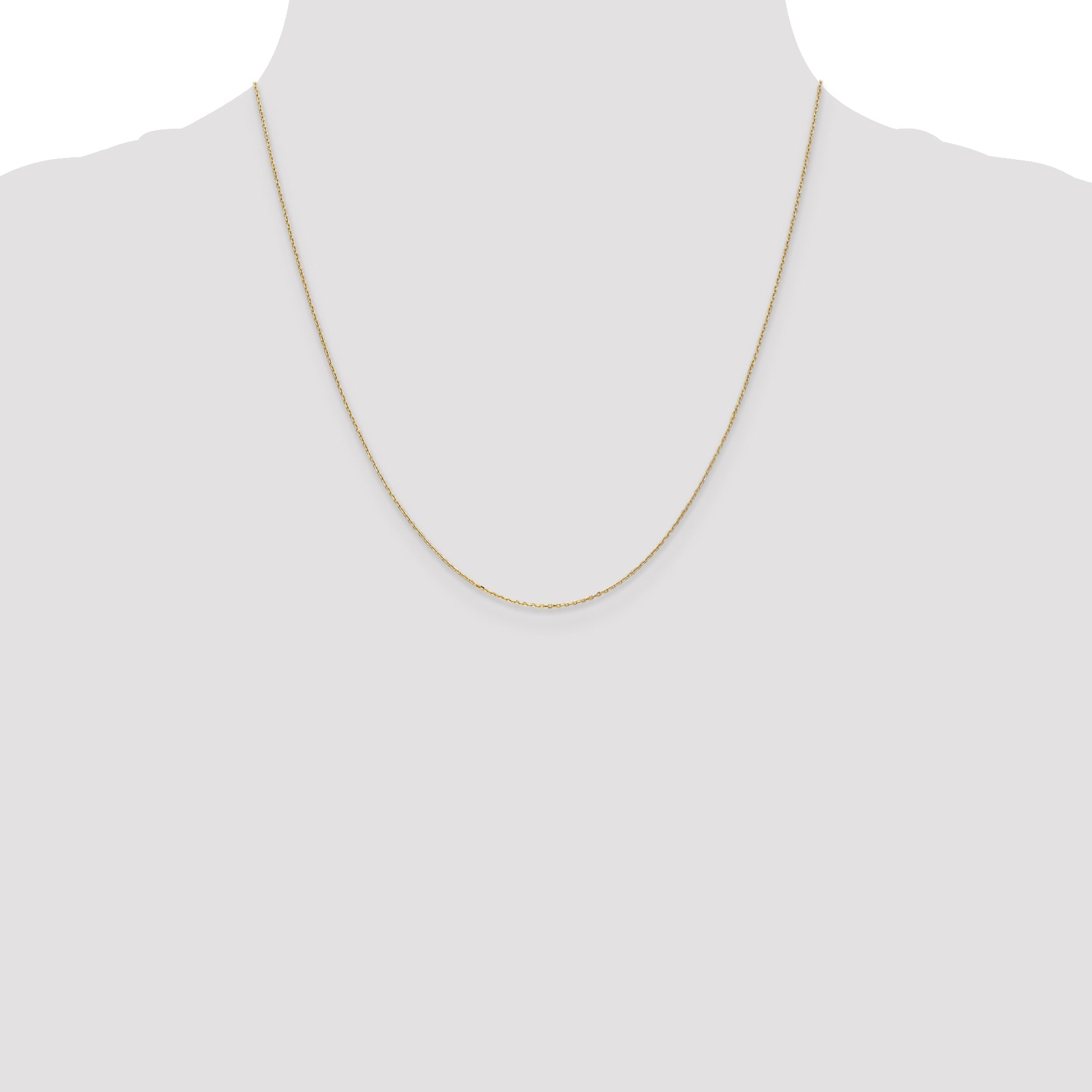 14K Yellow Gold 20 Inch .8mm Diamond-Cut Cable With Spring Ring Clasp Chain Necklace