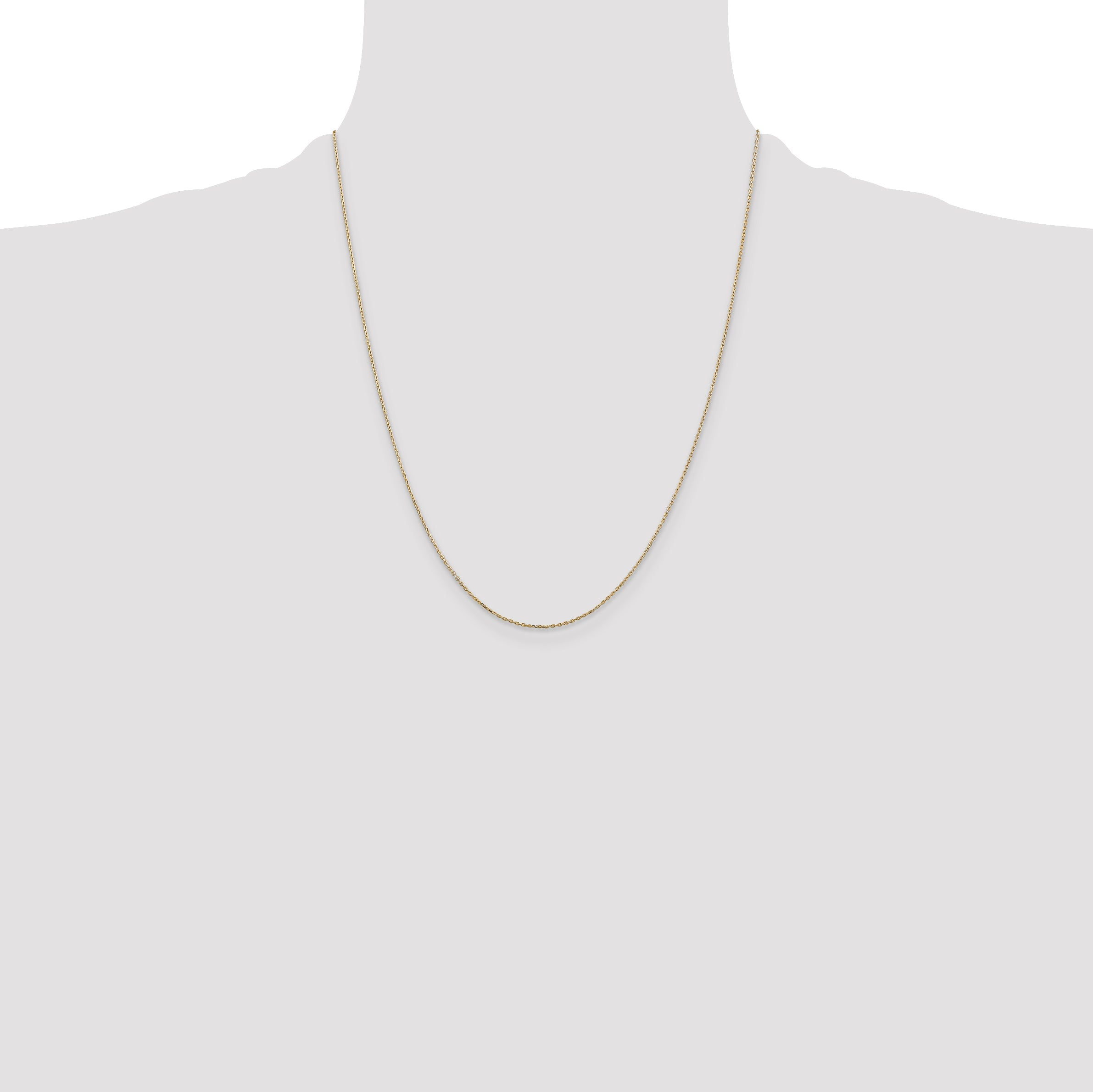 14K Yellow Gold 22 Inch .8mm Diamond-Cut Cable With Lobster Clasp Chain Necklace
