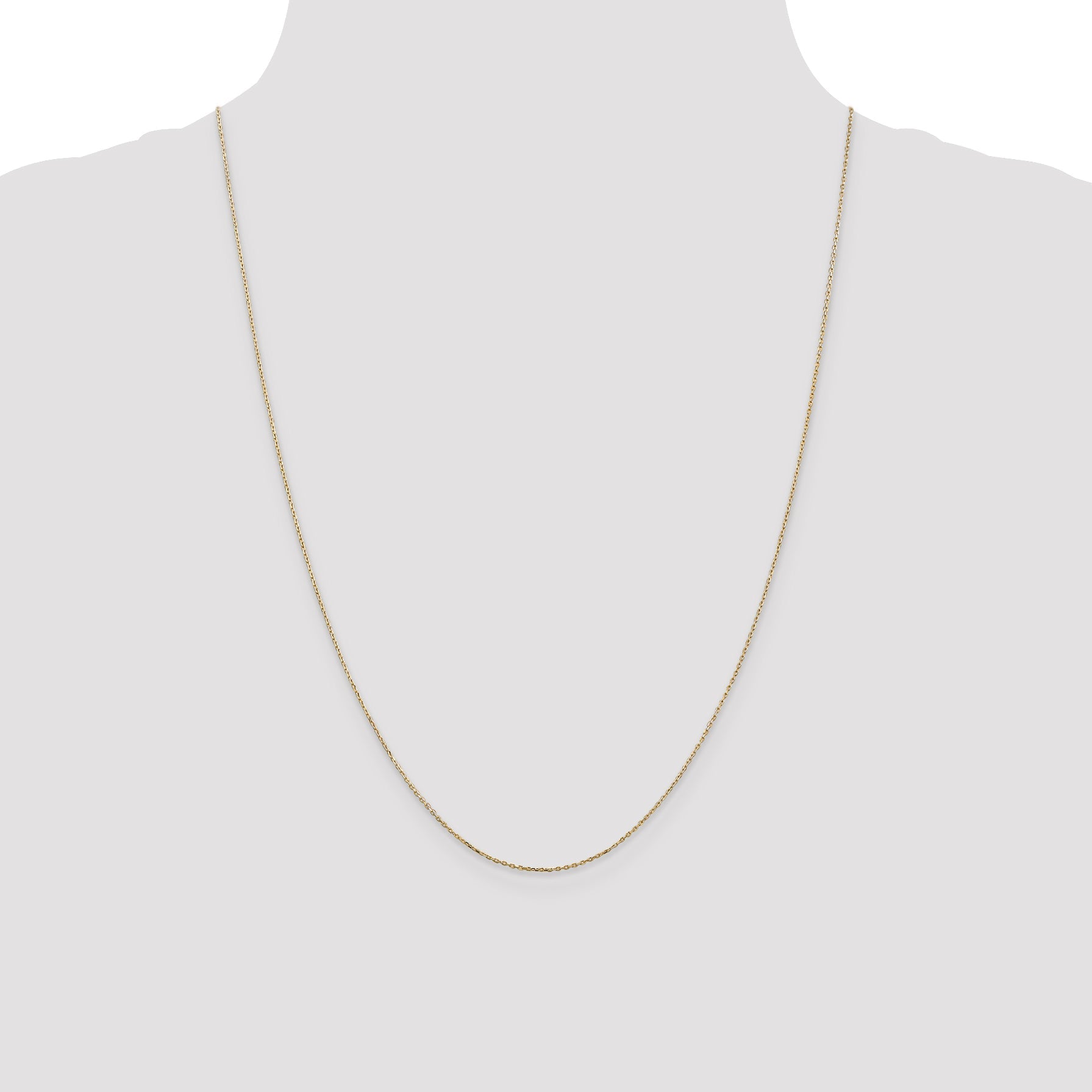 14K Yellow Gold 24 Inch .8mm Diamond-Cut Cable With Lobster Clasp Chain Necklace