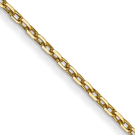 14K Yellow Gold 16 Inch .8mm Diamond-Cut Cable With Spring Ring Clasp Chain Necklace