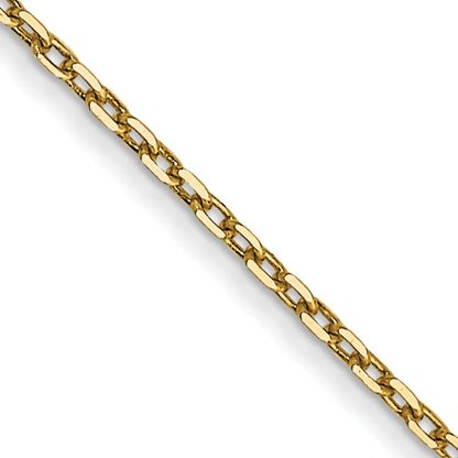 14K Yellow Gold 18 Inch .8mm Diamond-Cut Cable With Spring Ring Clasp Chain Necklace