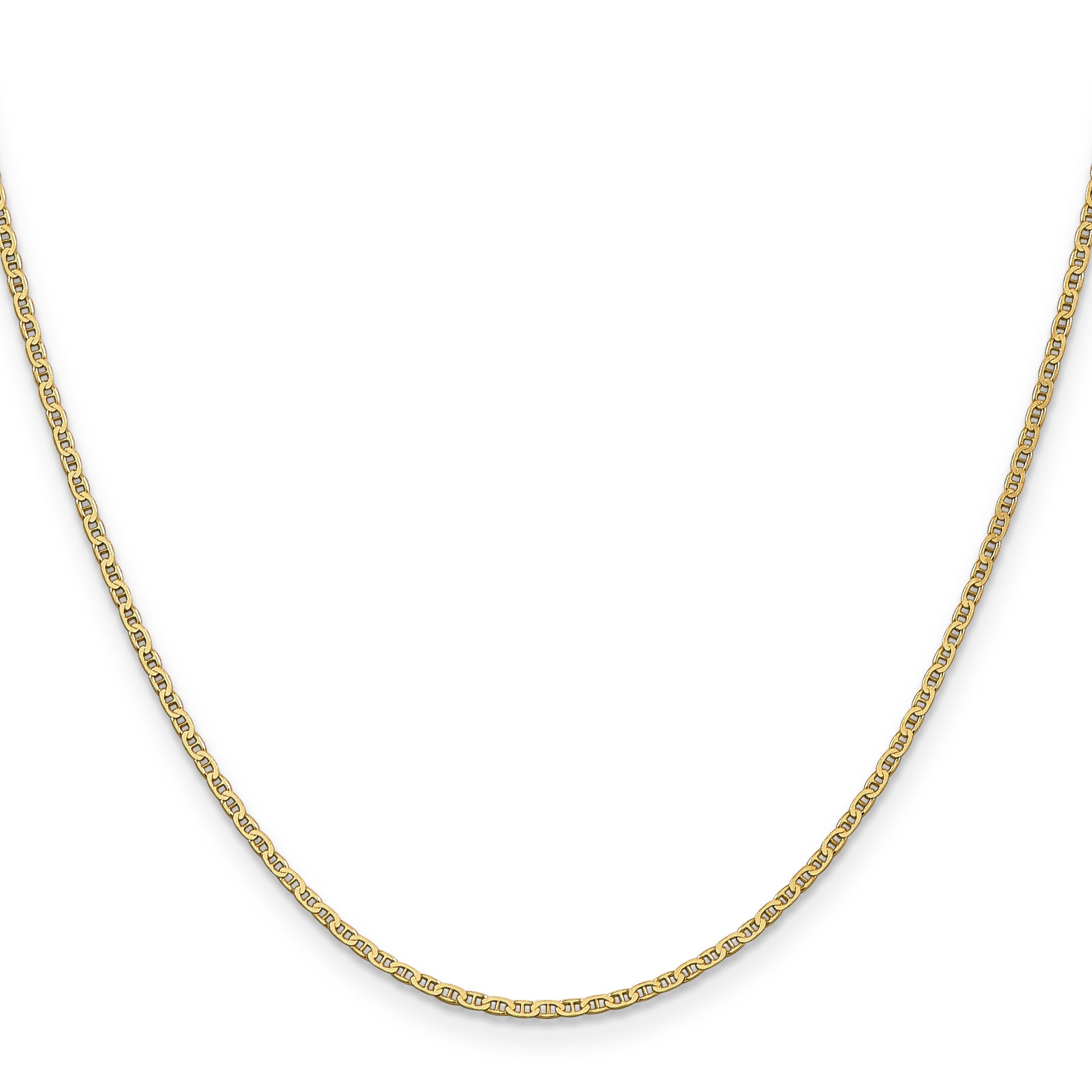 14K Yellow Gold 18 Inch 1.5mm Lightweight Flat Anchor Link With Lobster Clasp Pendant Chain Necklace