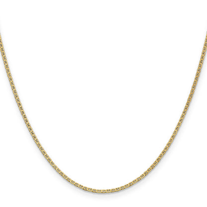 14K Yellow Gold 18 Inch 1.5mm Lightweight Flat Anchor Link With Lobster Clasp Pendant Chain Necklace