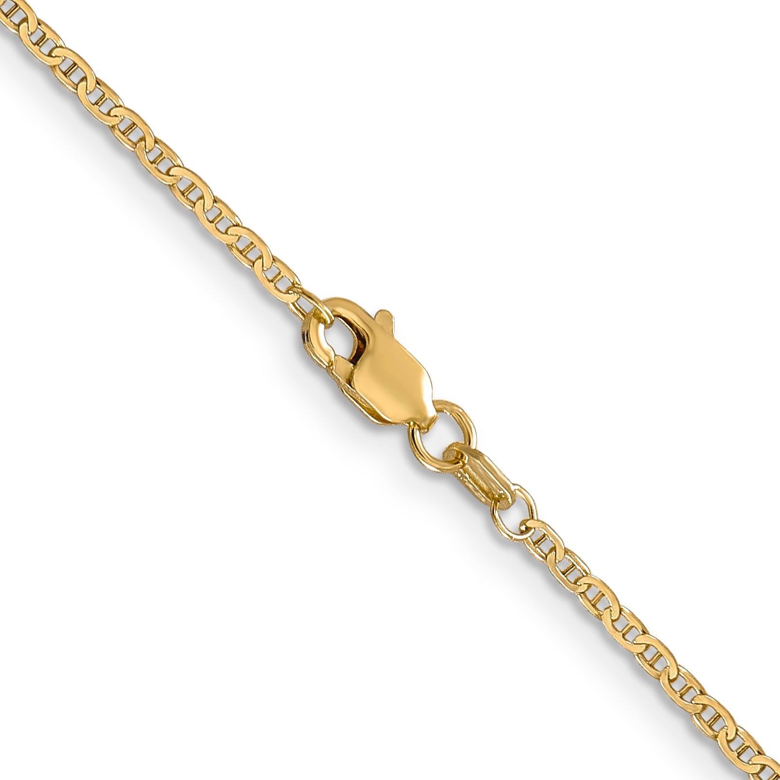 14K Yellow Gold 14 Inch 1.5mm Lightweight Flat Anchor Link With Lobster Clasp Pendant Chain Necklace