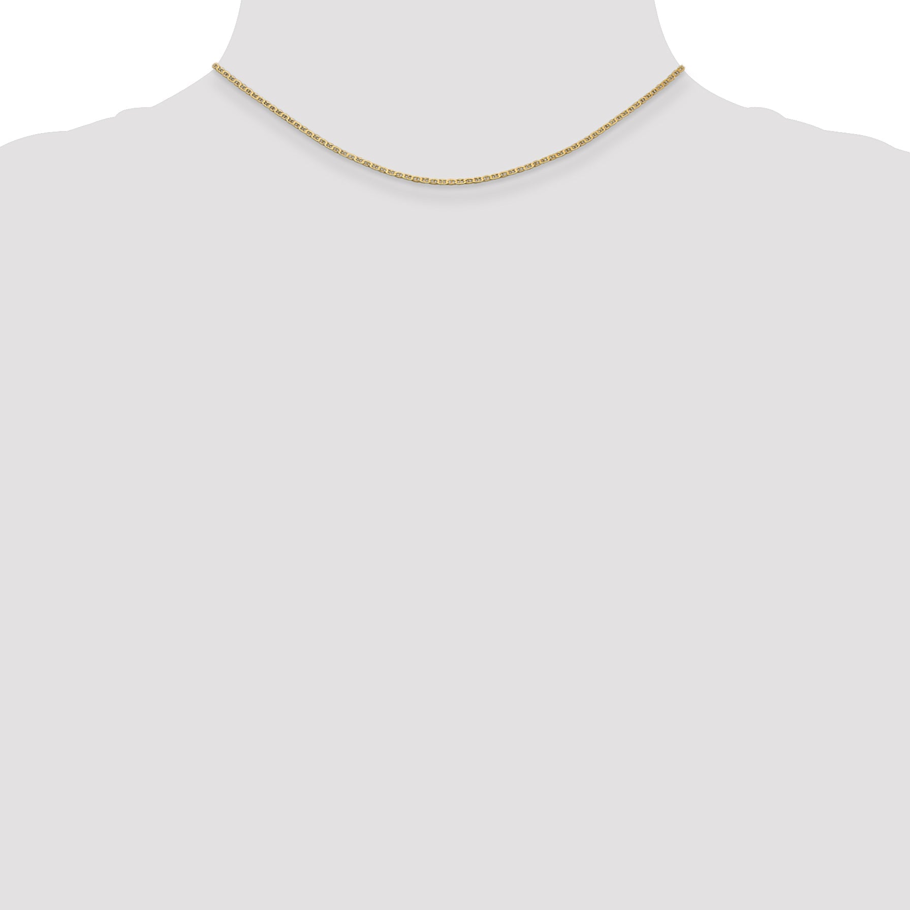 14K Yellow Gold 14 Inch 1.5mm Lightweight Flat Anchor Link With Lobster Clasp Pendant Chain Necklace