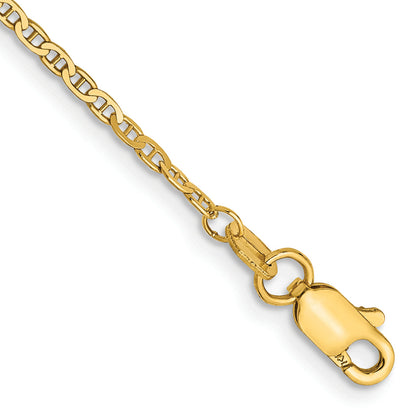 14K Yellow Gold 9 Inch 1.5mm Lightweight Flat Anchor Link With Lobster Clasp Anklet