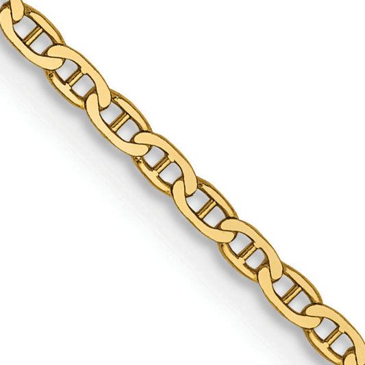 14K Yellow Gold 16 Inch 1.5mm Lightweight Flat Anchor Link With Lobster Clasp Pendant Chain