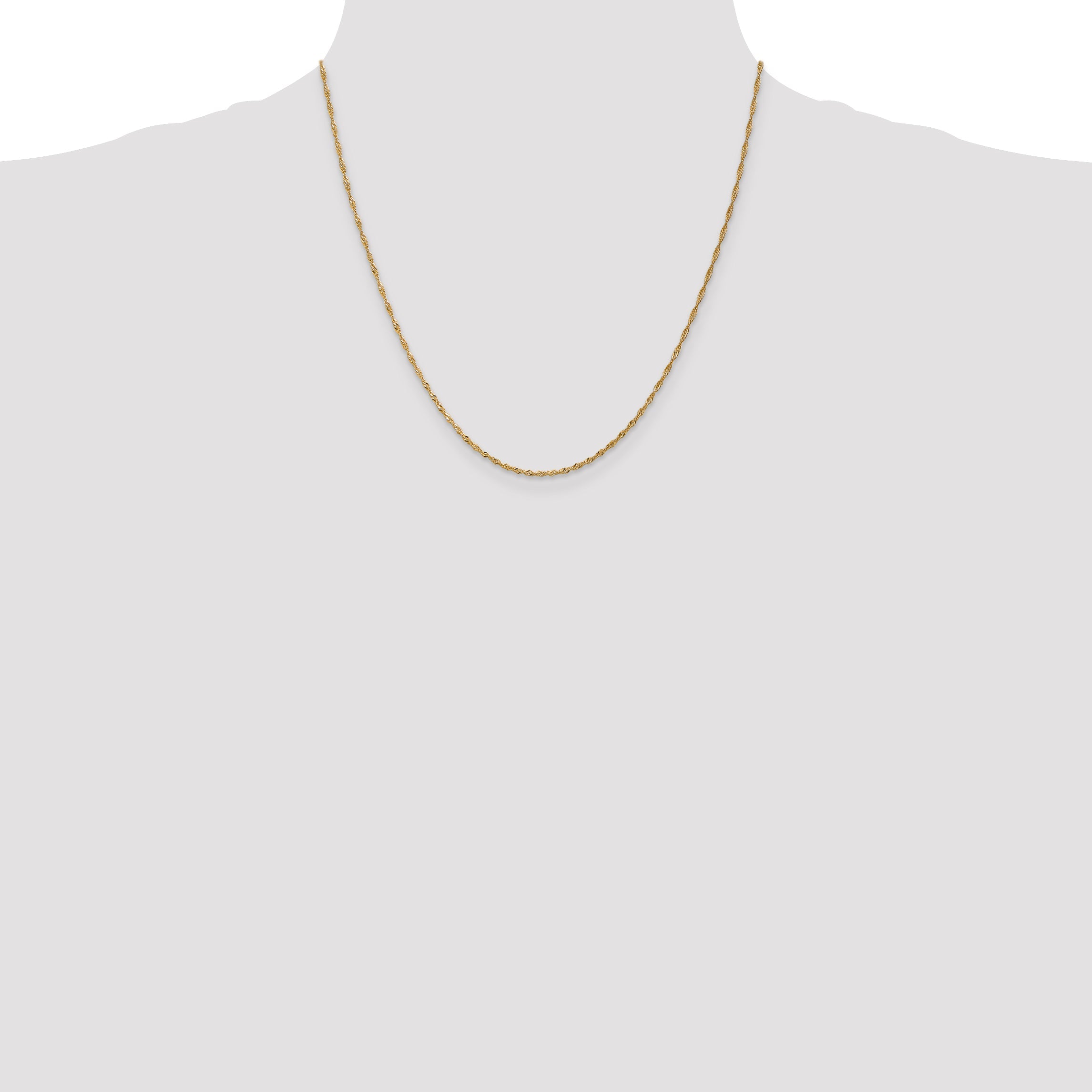 14K Yellow Gold 20 Inch 1.40mm Singapore With Spring Ring Clasp Chain Necklace