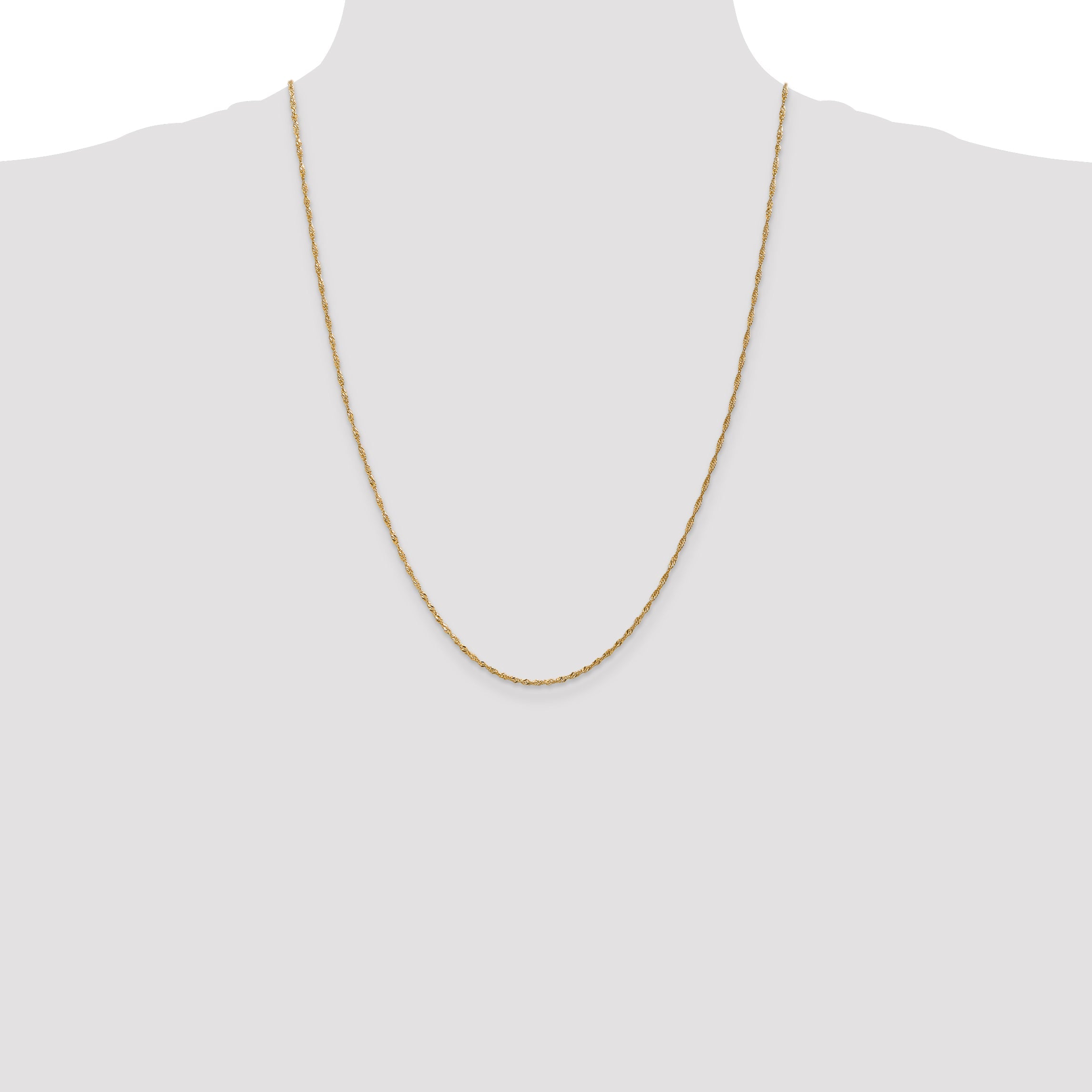 14K Yellow Gold 24 Inch 1.40mm Singapore With Spring Ring Clasp Chain Necklace