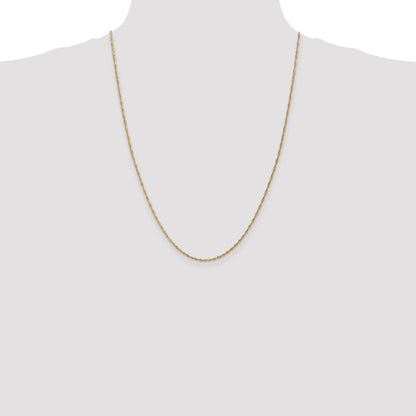 14K Yellow Gold 24 Inch 1.40mm Singapore With Spring Ring Clasp Chain Necklace