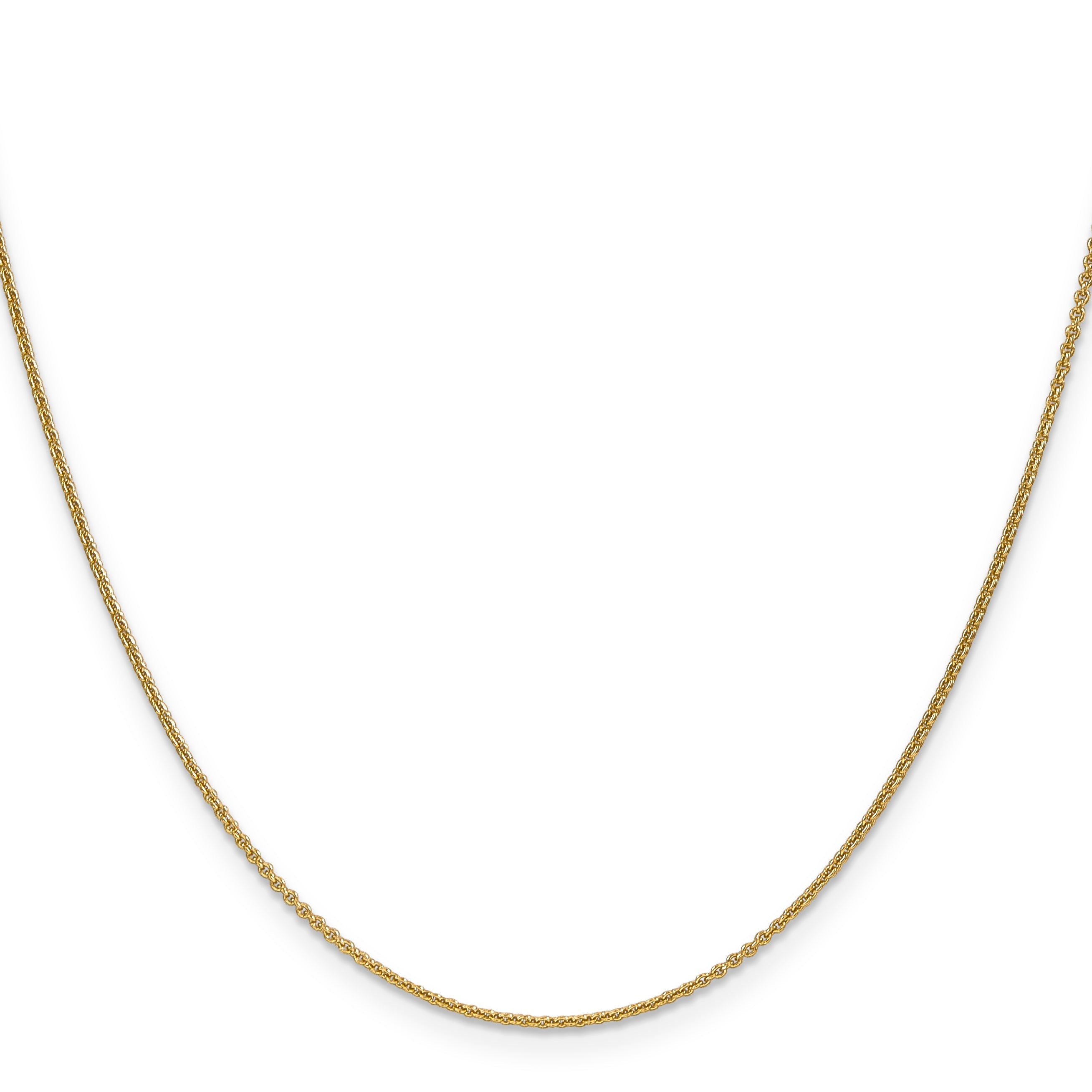 14K Yellow Gold 30 Inch 1mm Round Open Link Cable With Lobster Clasp Chain Necklace