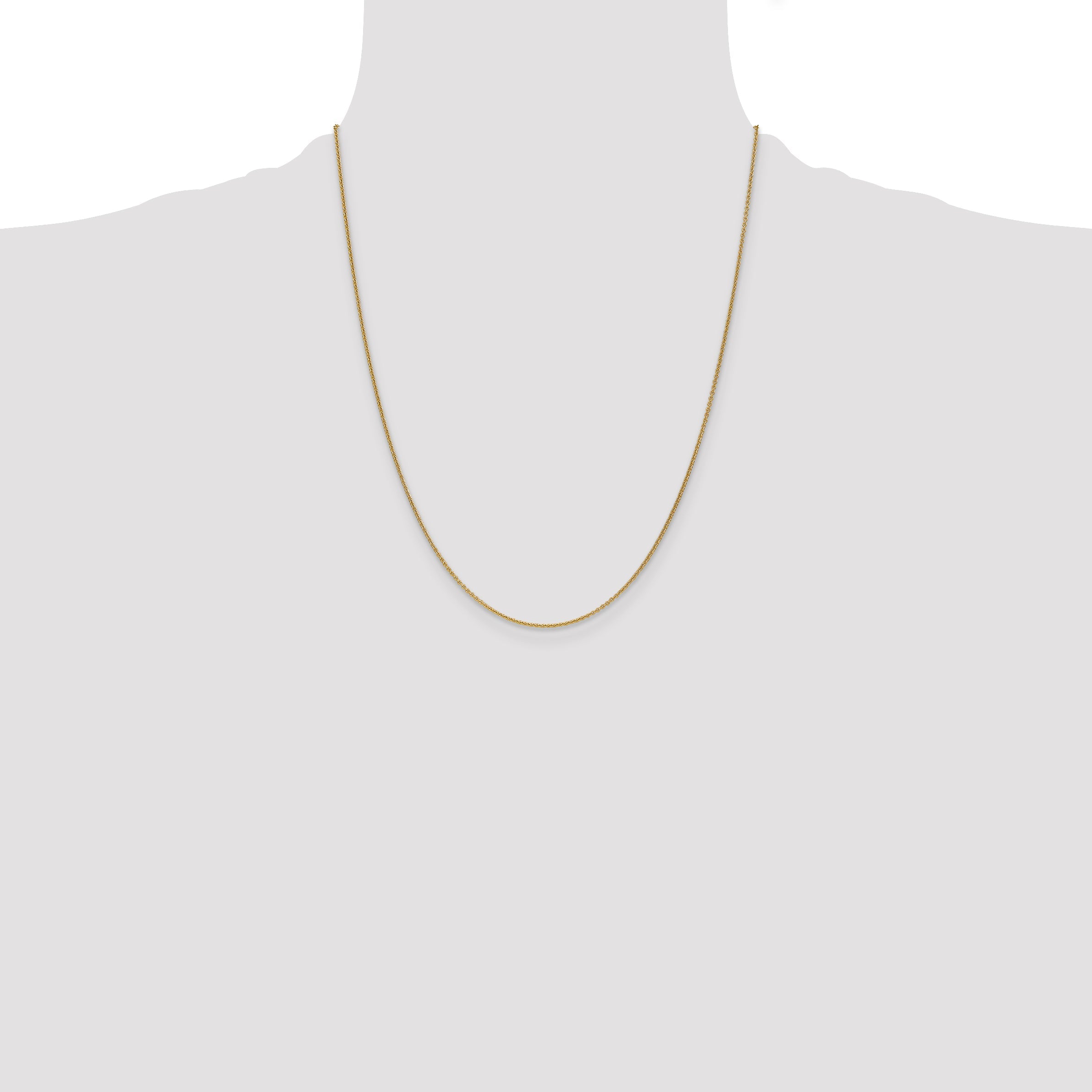 14K Yellow Gold 22 Inch 1mm Round Open Link Cable With Lobster Clasp Chain
