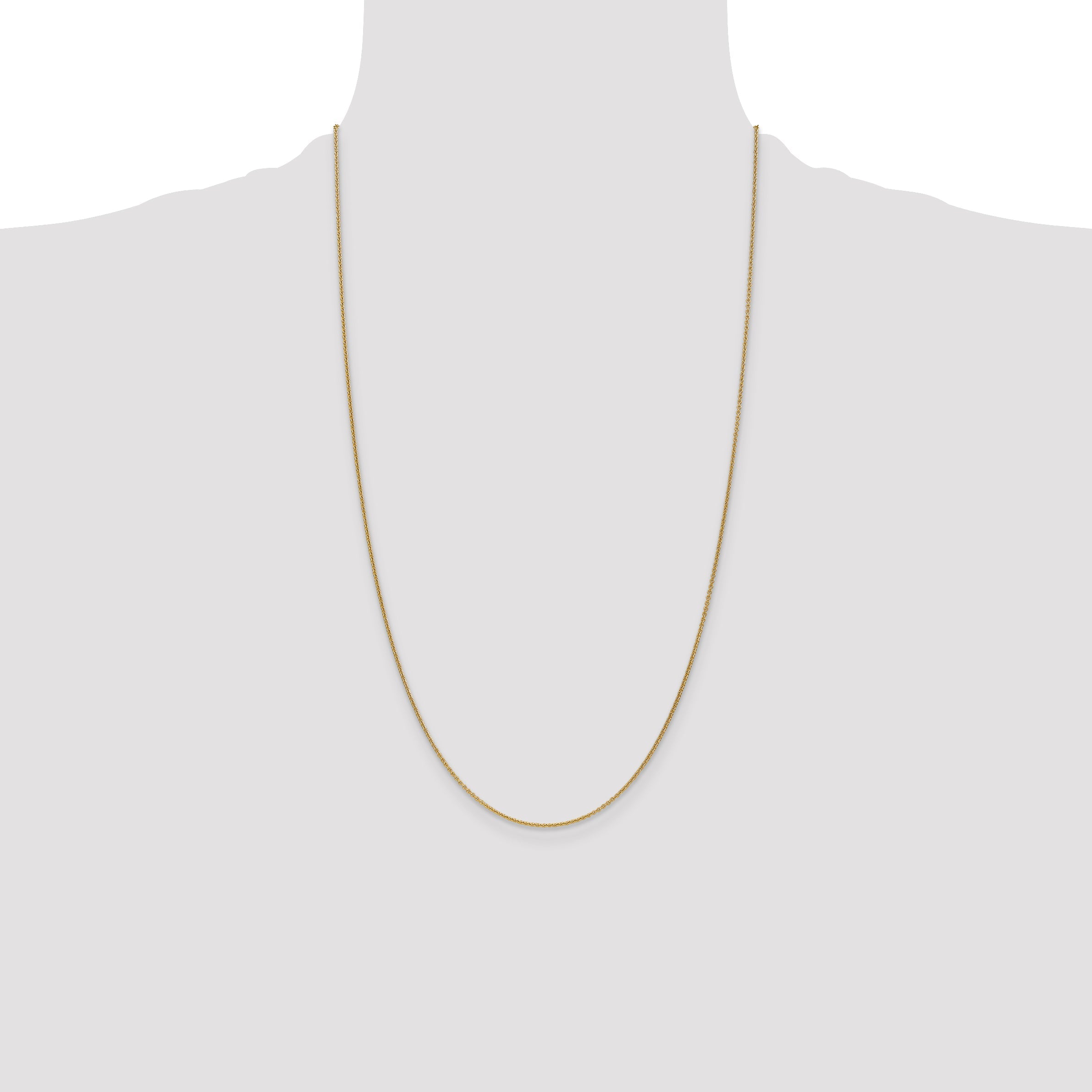 14K Yellow Gold 26 Inch 1mm Round Open Link Cable With Lobster Clasp Chain Necklace