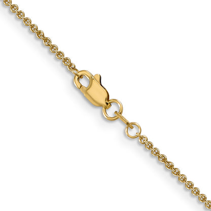 14K Yellow Gold 22 Inch 1.4mm Round Open Link Cable With Lobster Clasp Chain