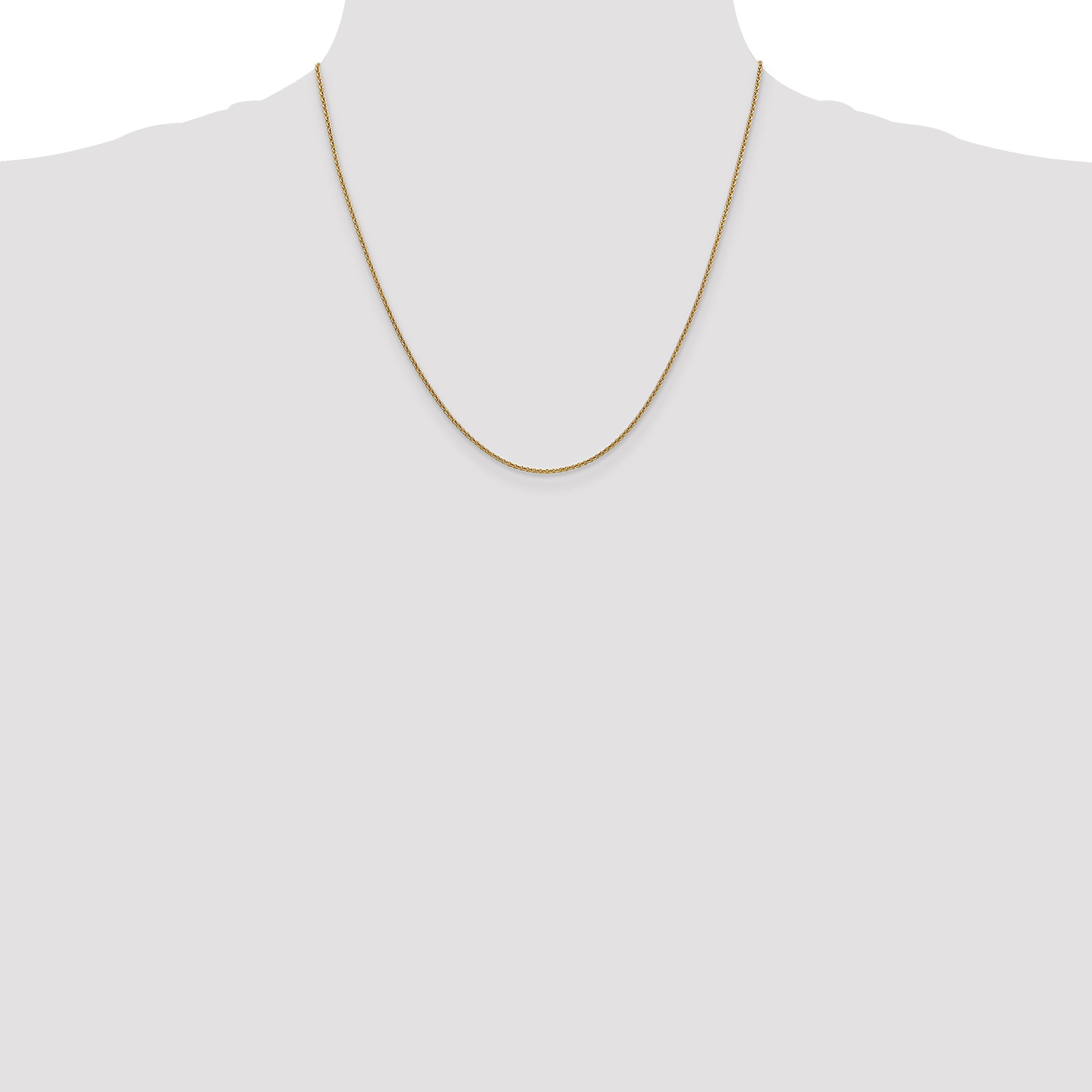 14K Yellow Gold 20 Inch 1.4mm Round Open Link Cable With Lobster Clasp Chain Necklace