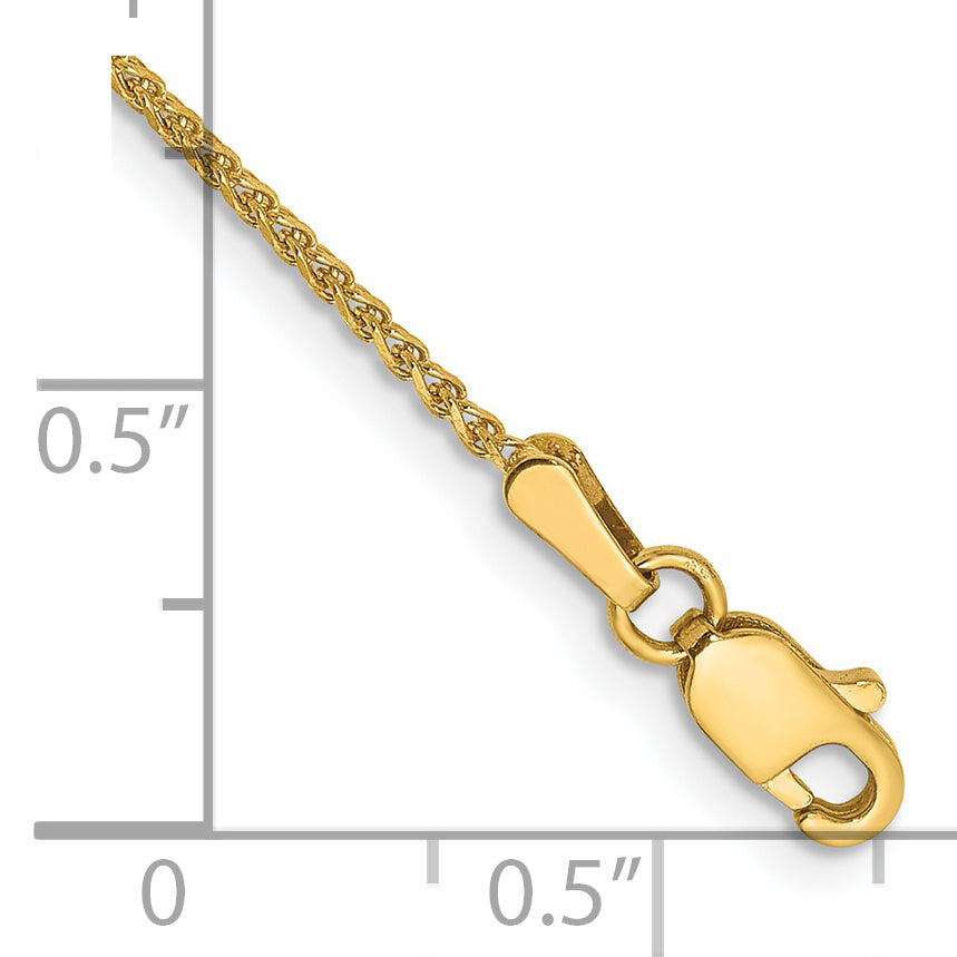 14K Yellow Gold 10 Inch 1.25mm Diamond-Cut Spiga With Lobster Clasp Anklet
