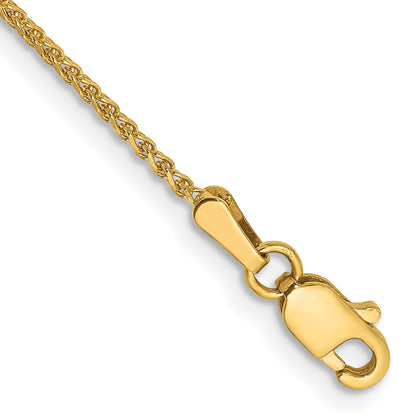 14K Yellow Gold 9 Inch 1.25mm Diamond-Cut Spiga With Lobster Clasp Anklet