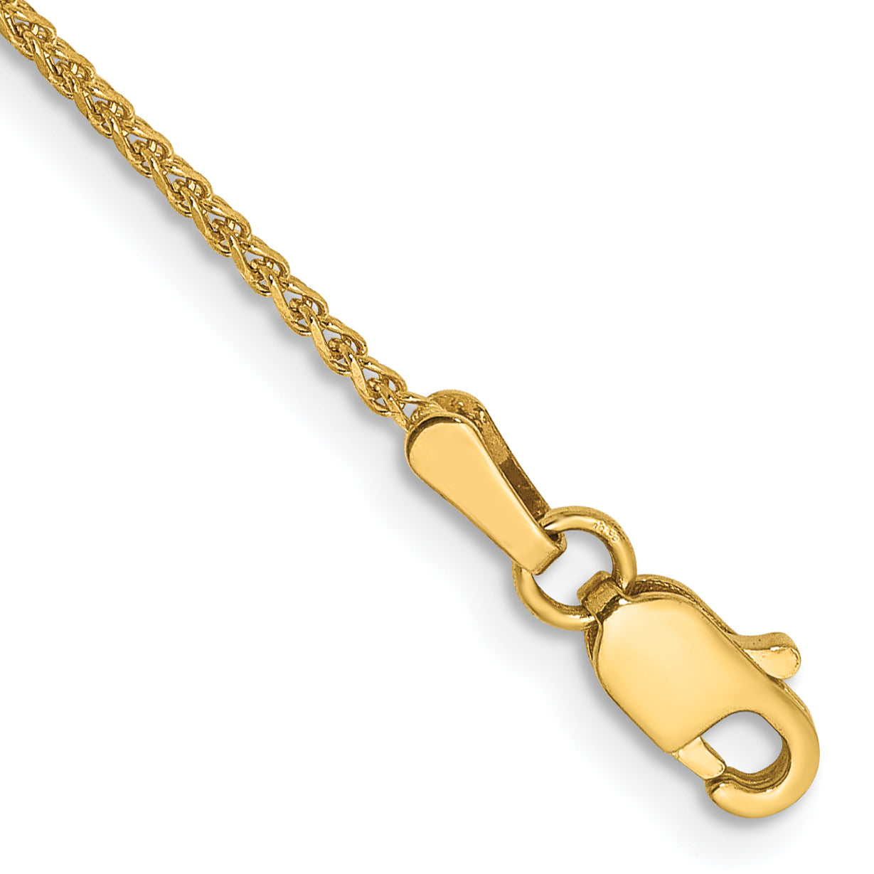 14K Yellow Gold 7 Inch 1.25mm Diamond-Cut Spiga With Lobster Clasp Bracelet