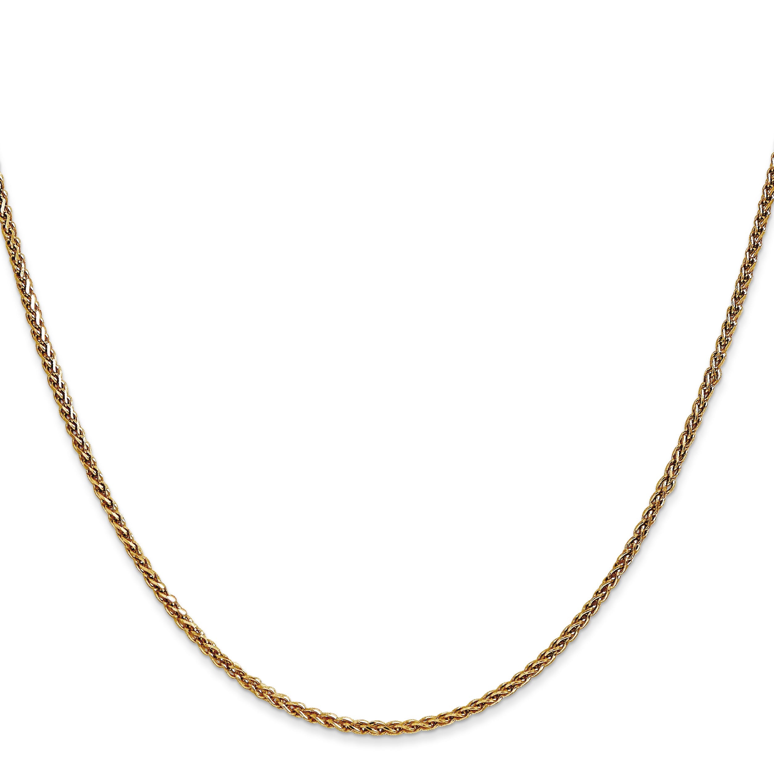 14K Yellow Gold 18 Inch 1.7mm Diamond-Cut Spiga With Lobster Clasp Chain Necklace