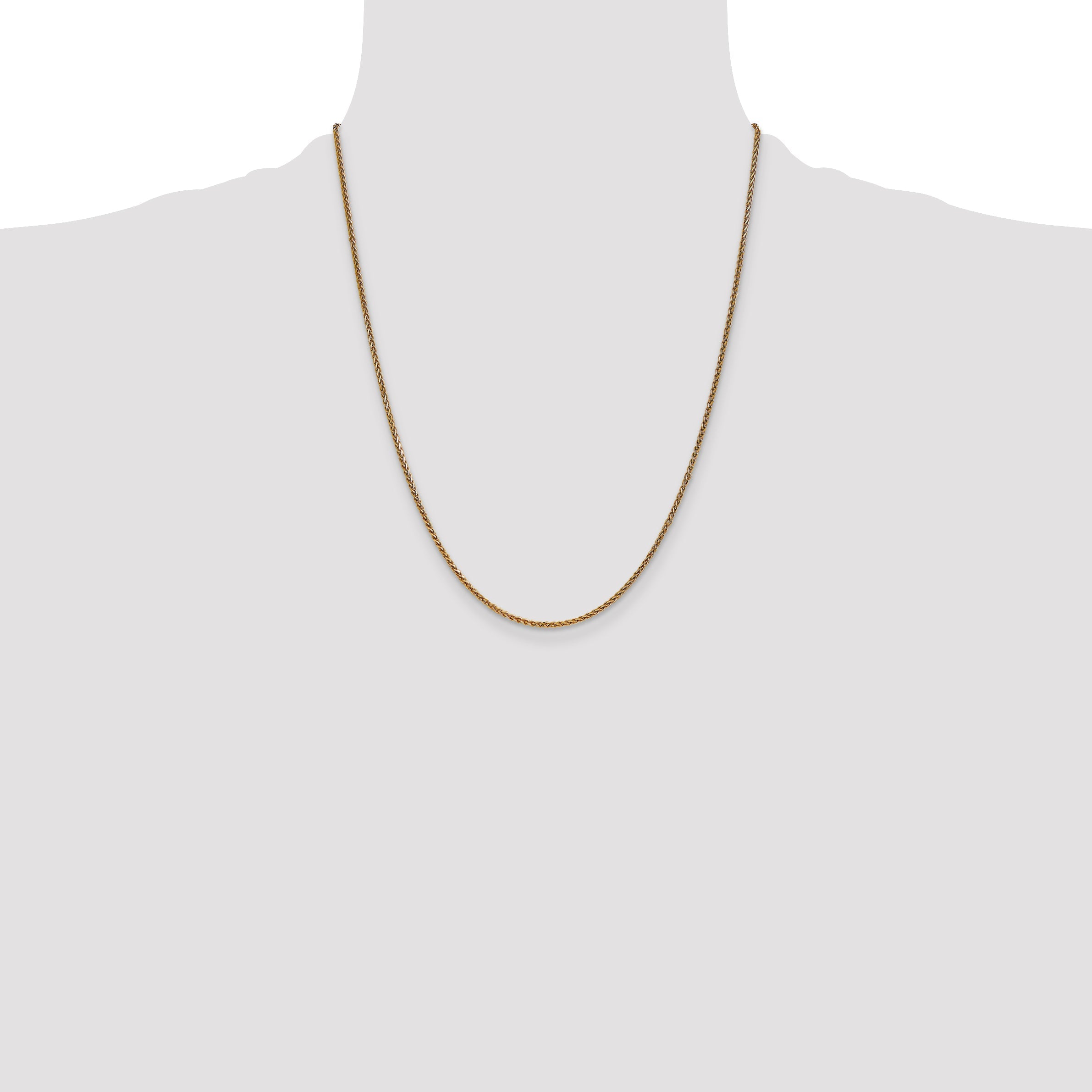 14K Yellow Gold 22 Inch 1.7mm Diamond-Cut Spiga With Lobster Clasp Chain Necklace