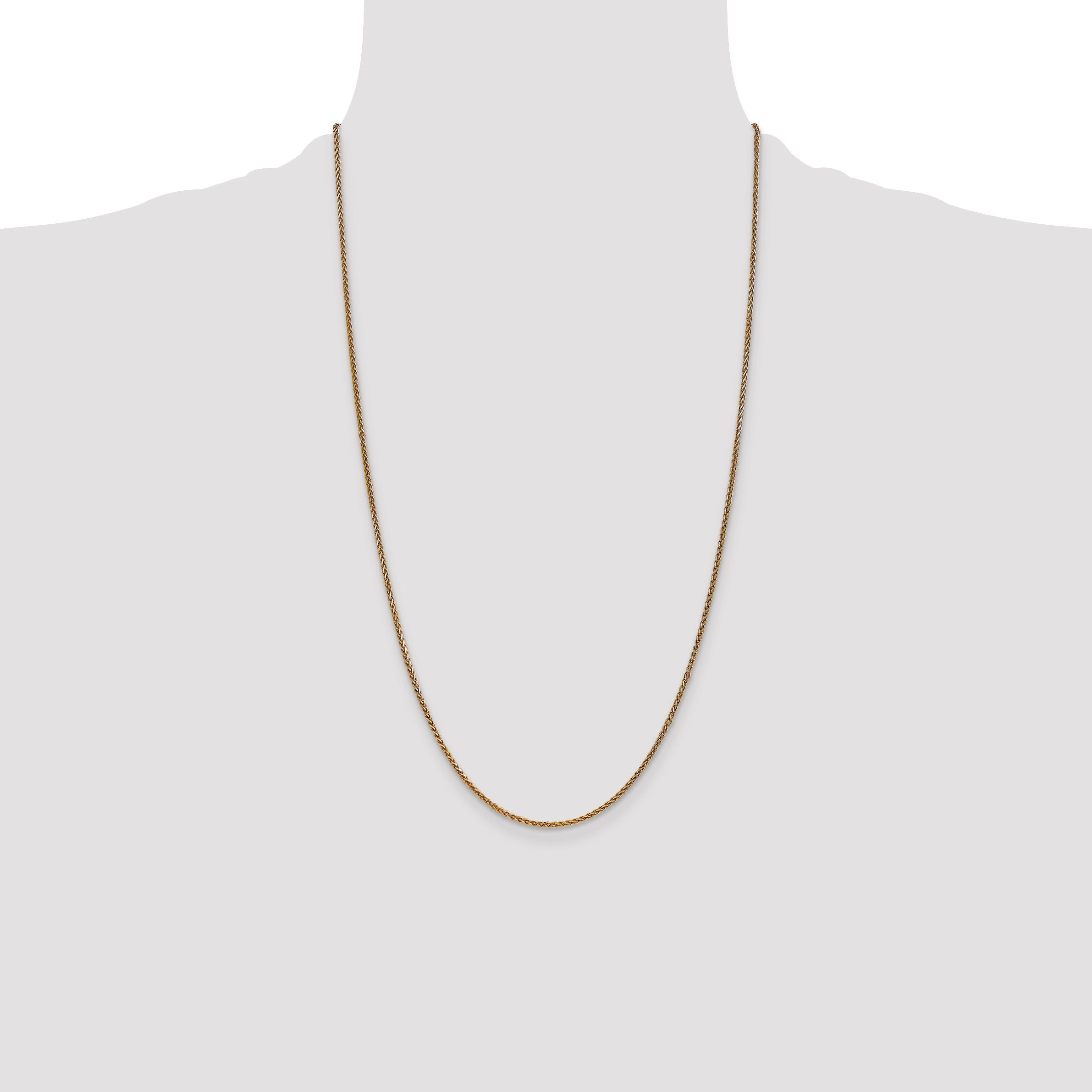 14K Yellow Gold 26 Inch 1.7mm Diamond-Cut Spiga With Lobster Clasp Chain Necklace