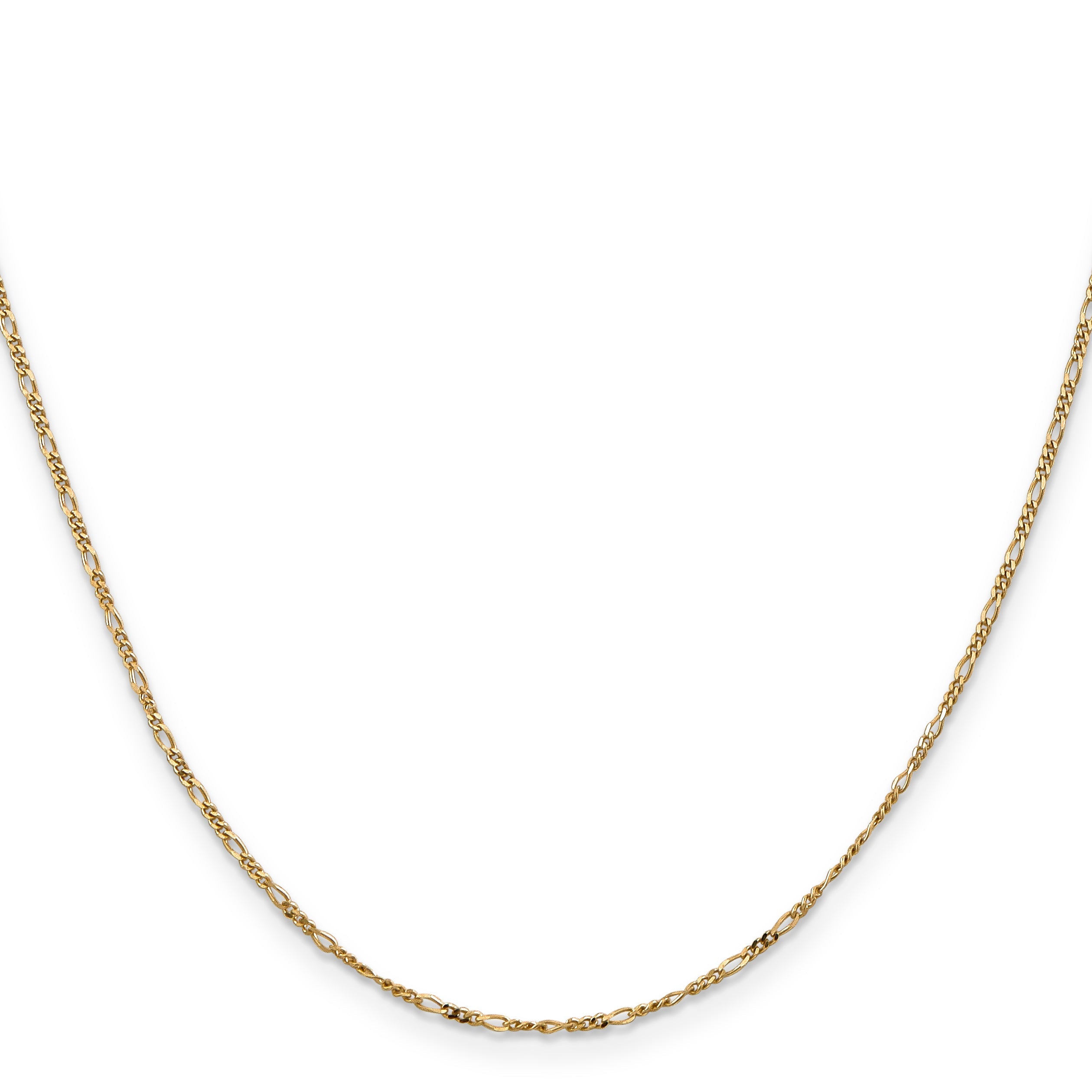 14K Yellow Gold 22 Inch 1.25mm Flat Figaro With Spring Pendant Ring Chain Necklace