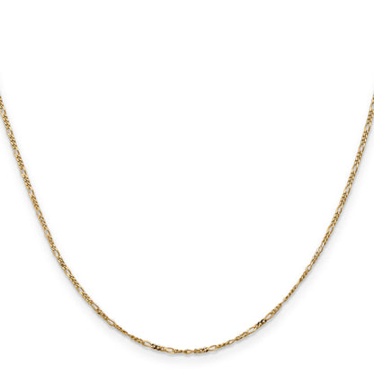 14K Yellow Gold 22 Inch 1.25mm Flat Figaro With Spring Pendant Ring Chain Necklace