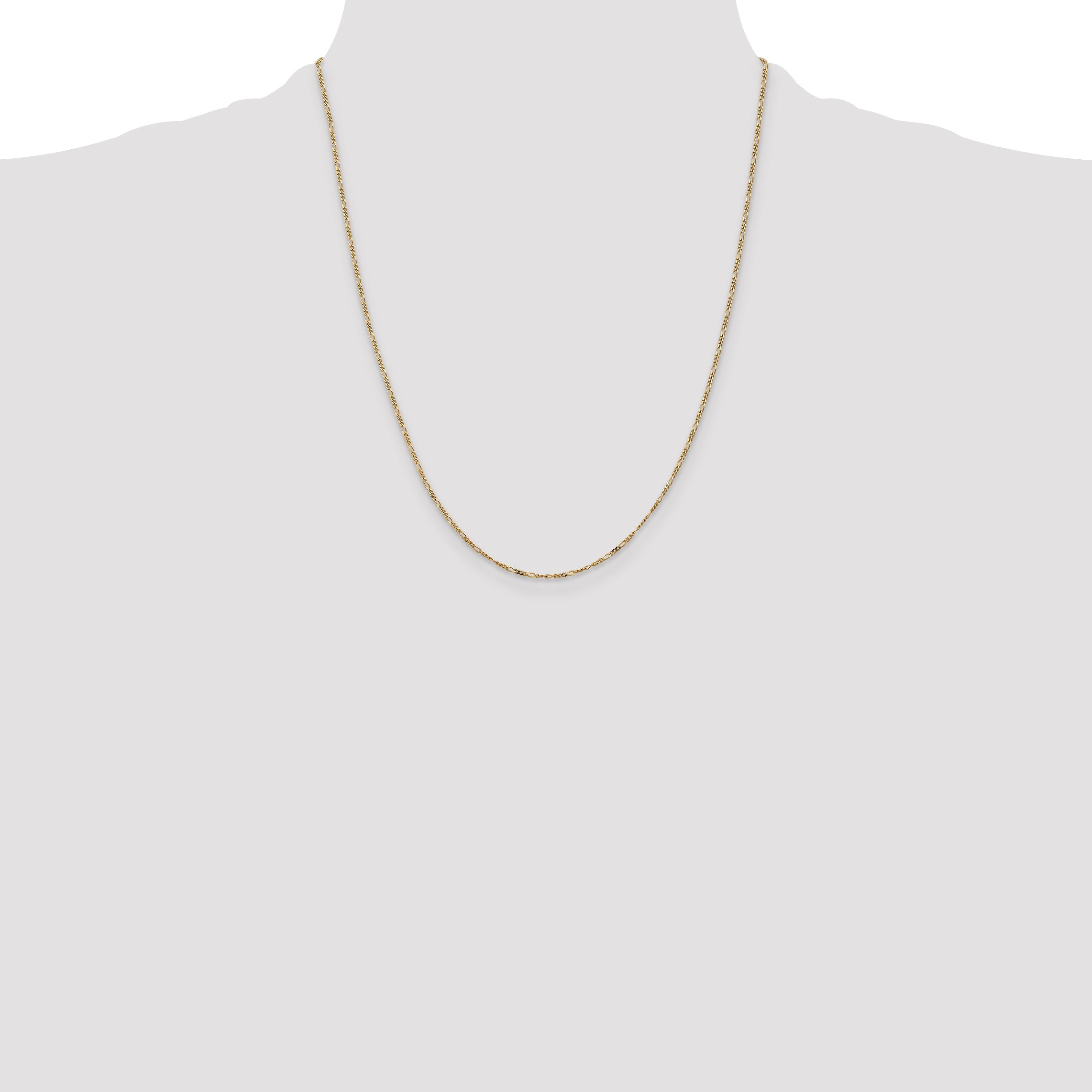 14K Yellow Gold 22 Inch 1.25mm Flat Figaro With Spring Pendant Ring Chain Necklace