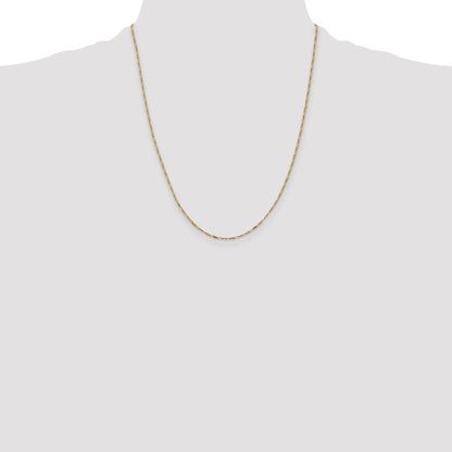 14K Yellow Gold 22 Inch 1.25mm Flat Figaro With Spring Pendant Ring Chain Necklace
