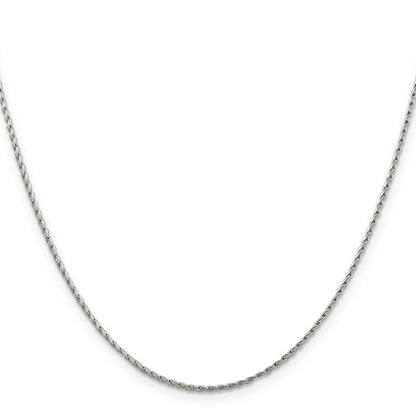 14K White Gold 24 Inch 1.25mm Round Parisian Wheat With Lobster Clasp Chain Necklace