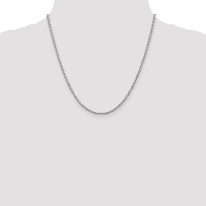 14K White Gold 20 Inch 2.25mm Parisian Wheat With Lobster Clasp Chain Necklace