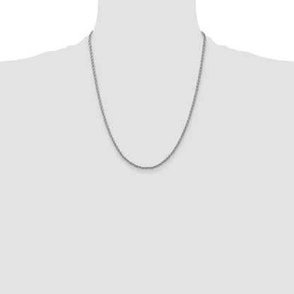 14K White Gold 22 Inch 2.25mm Parisian Wheat With Lobster Clasp Chain Necklace